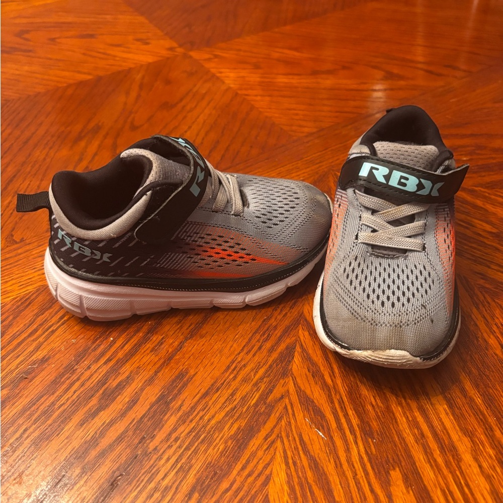 RBX Kids Gray Sneakers with Orange and Teal Accents